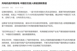 时报：风电机组并网发电 中国88858cc永利驶入新能源新赛道
